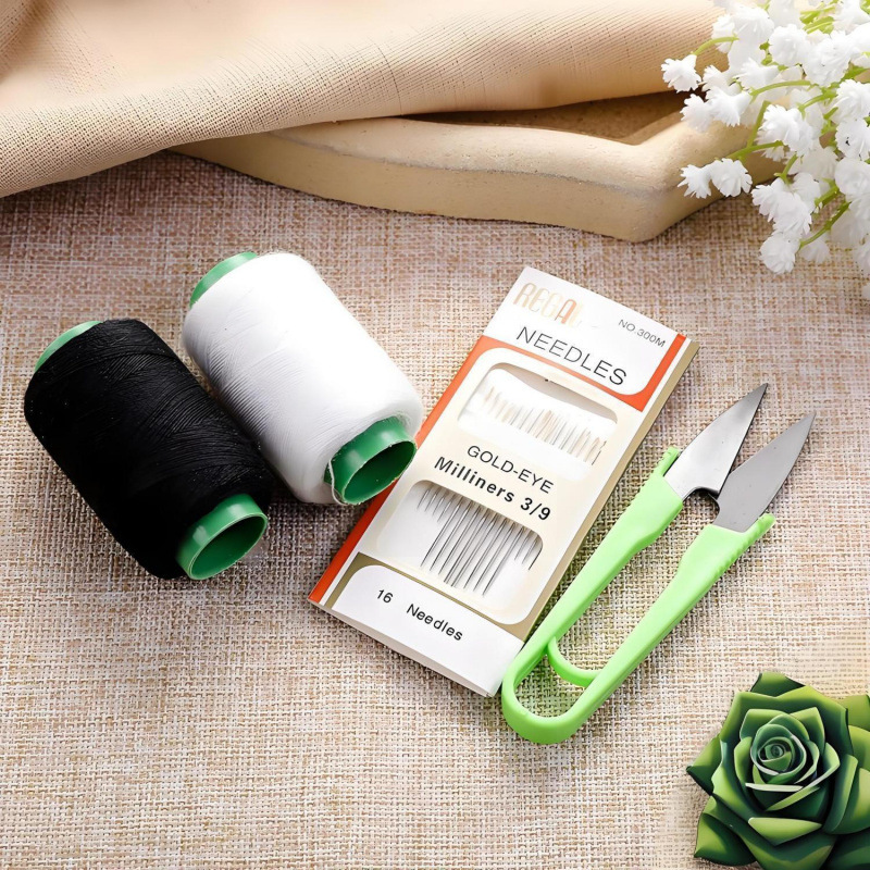 针线手工针线盒套装家用缝补缝衣服针线包缝纫线黑白线402线卷