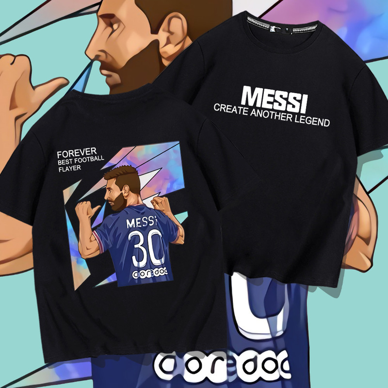 Paris Saint-Germain Messi No. 30 Soccer Short-sleeved T-shirt Men's and Women's Summer Youth Fashion Brand Loose Top Half-sleeved