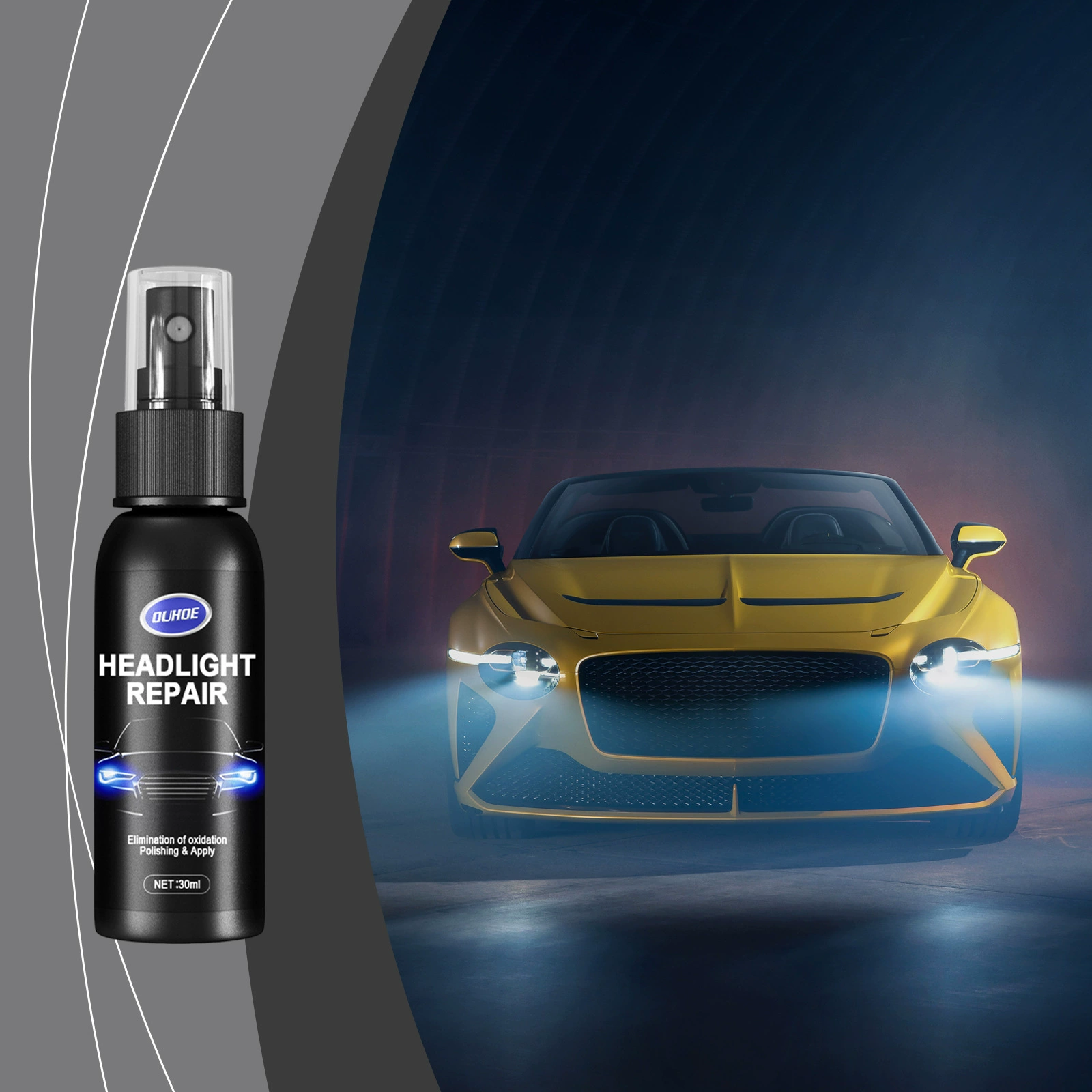 Спрей для ухода за автомобильными фарами OUHOE, средство для полировки и восстановления фар, устранения царапин на крышках фар.