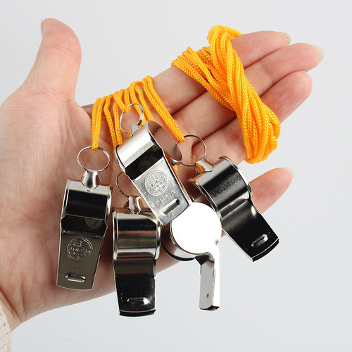 Lanyard metal whistle coach referee whistle for life-saving outdoor sports competition stainless steel whistle wholesale