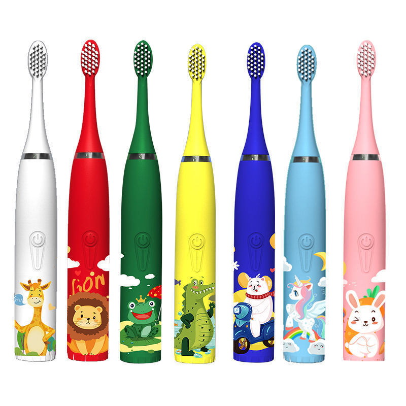 Children's Electric Toothbrush Rechargeable Modern Cleaning Soft Bristles Gum Protection Suitable for Middle-Aged Children Electric Toothbrush Set Parent-Child Factory