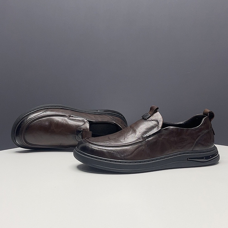 头层牛皮新款男鞋男士商务休闲皮鞋一脚套脚皮鞋高端真皮男鞋子