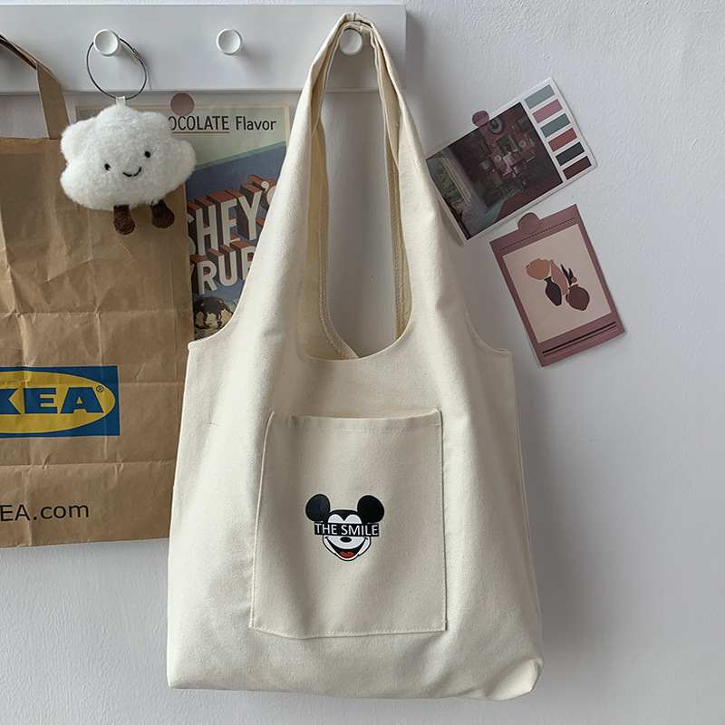 Nuevo diseño de ilustración de estilo japonés, bolso de hombro de mano ins de estilo perezoso, bolso de compras literario, bolso de lona, ​​bolso escolar para mujer