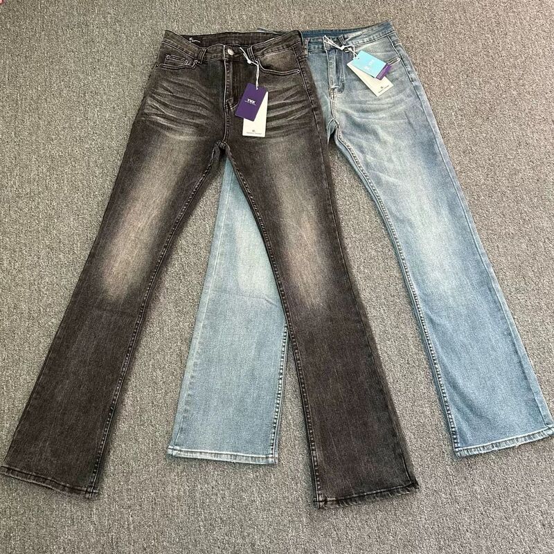 Dc+ American High Street Cleanfit Heavyweight Vtg Washed Light Blue 517 Textured Micro-Flared Stretch Jeans for Men