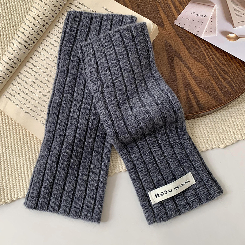 Guantes de lana de punto de invierno nuevo estilo coreano grueso caliente anticongelante manguera de color sólido guantes de medio dedo de moda universal
