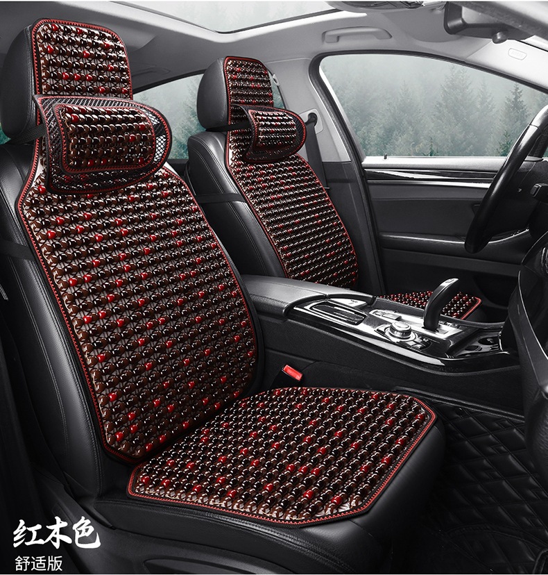 Car Seat Cushion, Summer Wooden Bead Cooling Mat, Mahjong Mat, Small Truck Single Seat Cushion, Breathable Office Chair Lumbar Support Cushion
