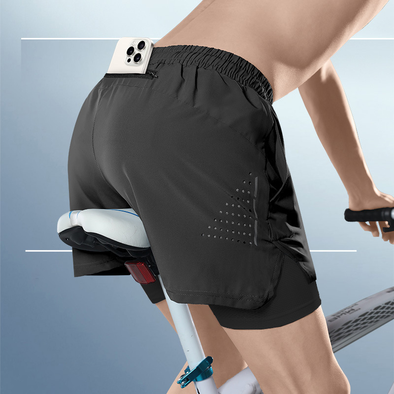 Men's Cycling Shorts for Mountain and Road Bikes with Lining, Summer Ice Silk Quick-Dry Cycling Gear, Can Hold a Phone