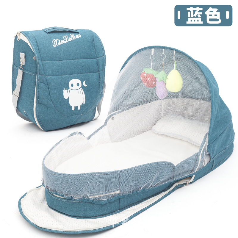 Bolsa multifuncional para mamás, bolsa de cama plegable portátil para bebés, cama extensible de gran capacidad, bolsa de moda para madres y bebés, mochila cama image 8