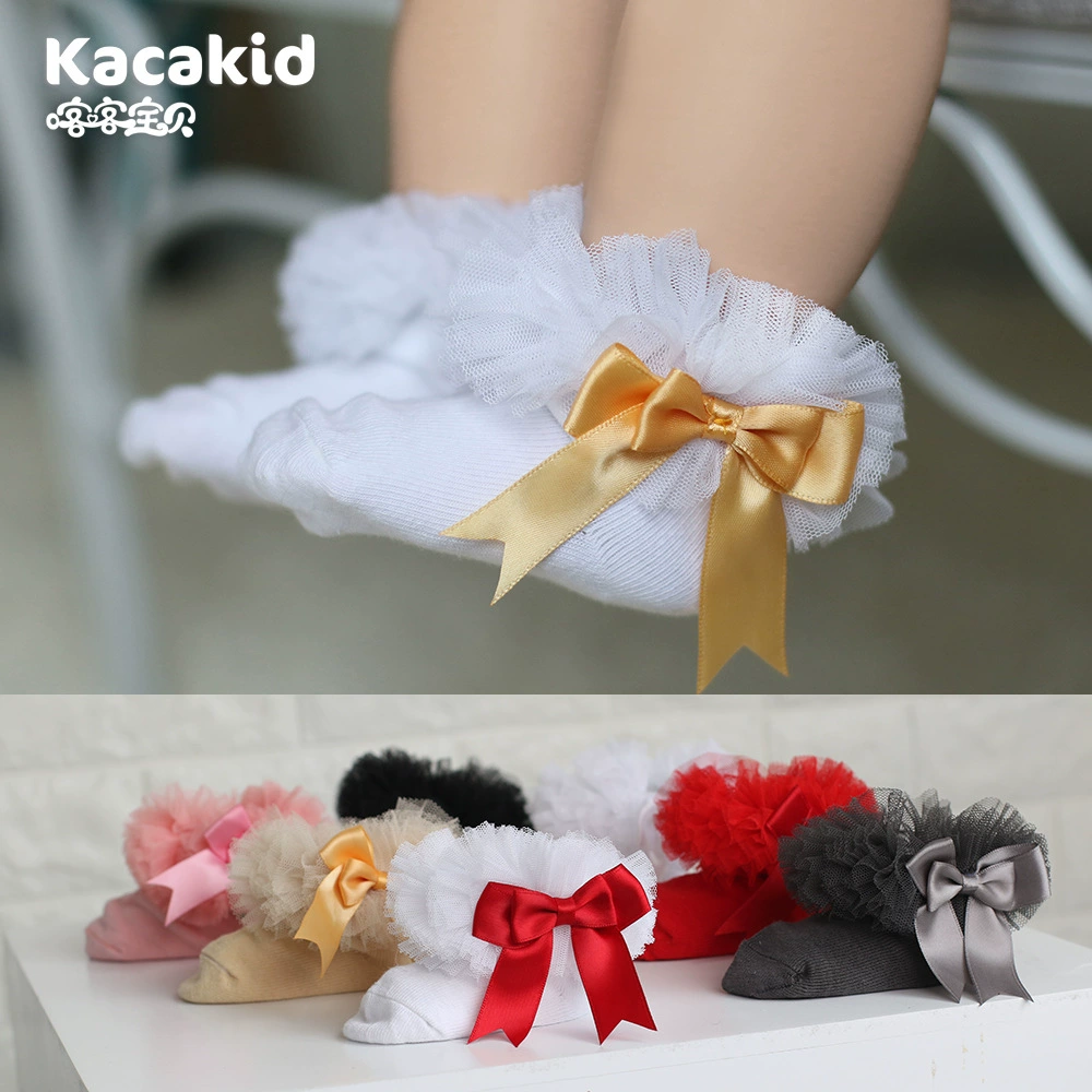 Летние новые носки для девочек, детские сетчатые кружевные носки, хлопковые носки с бантиком для малышек, оптом
