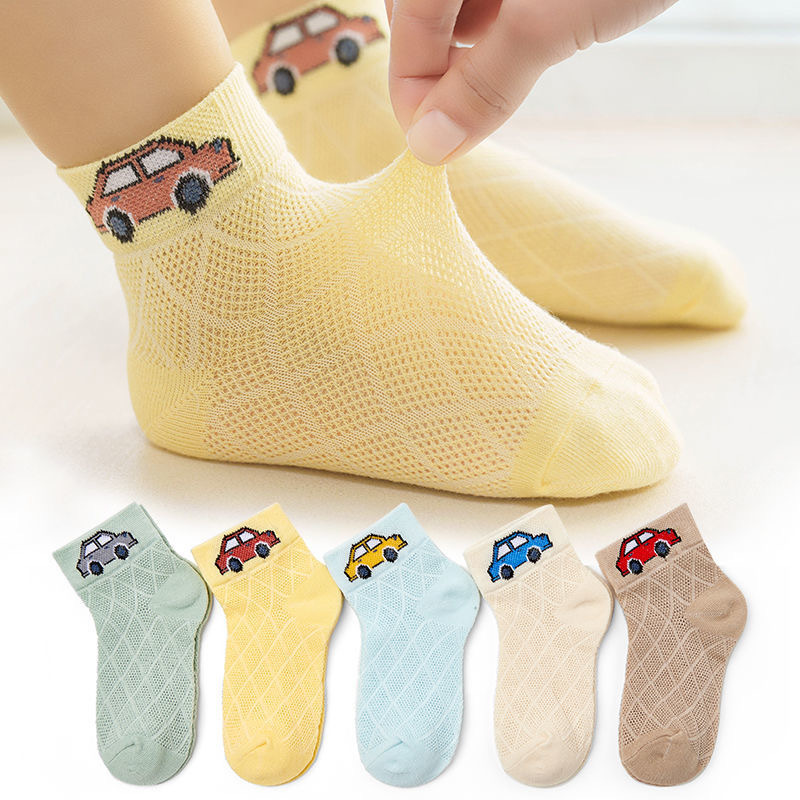 Children's Socks Thin Spring and Summer Boys and Girls Baby's Mesh Short Socks Ultra-light and Thin Children's Breathable Odor-proof Boat Socks