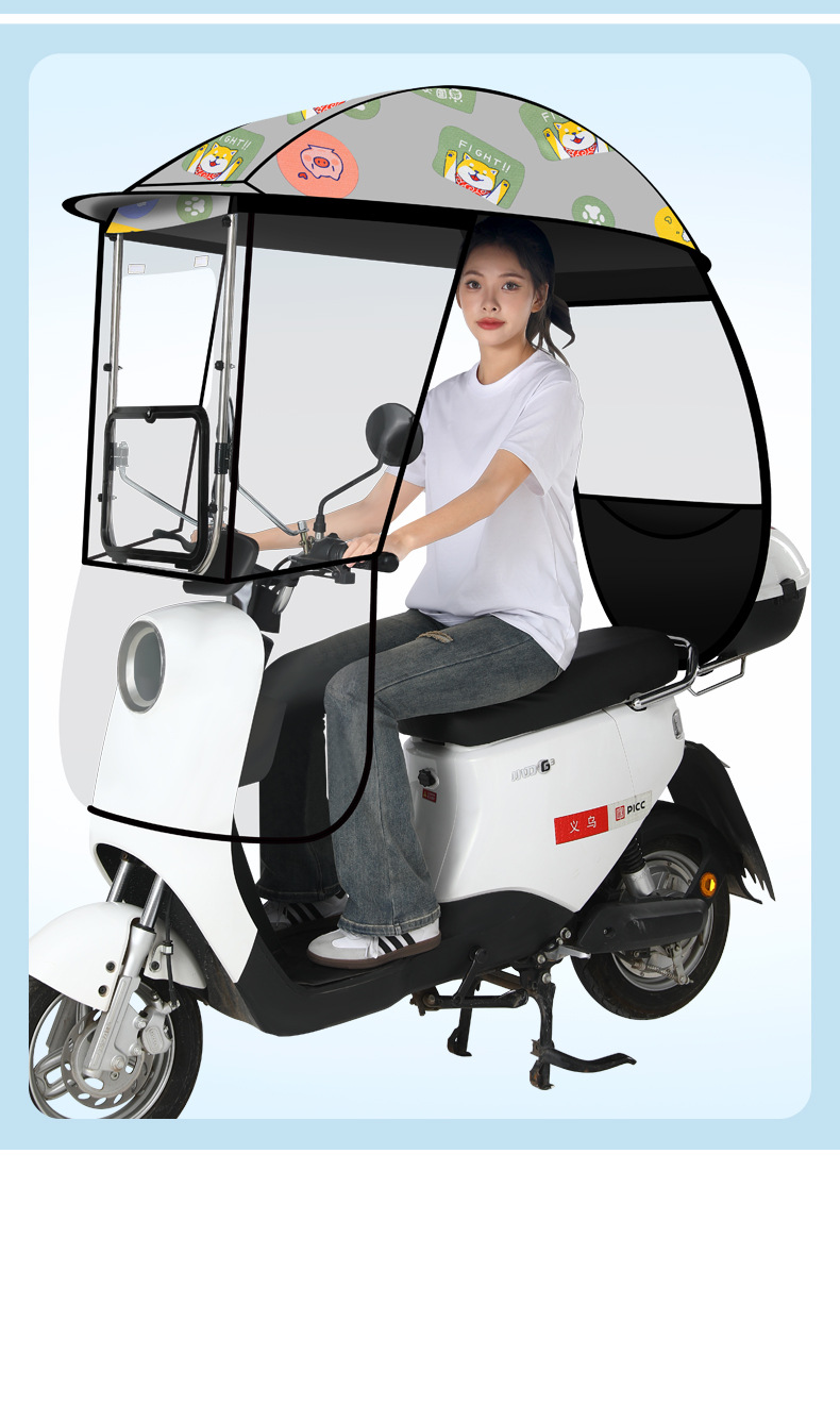 New model of fully enclosed electric vehicle canopy, fully enclosed electric scooter umbrella, motorcycle wind and rain shield, thickened for winter