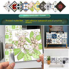 23款跨境彩色花磚圖案磨砂地板貼廚房瓷磚浴室翻新自粘牆貼MZ-6
