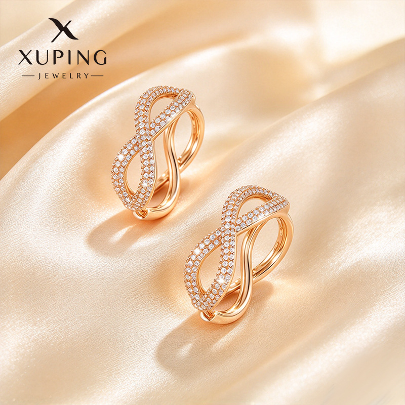 Pendientes de Aro con Zirconia de Aleación de Cobre Bañado en Oro de 18K