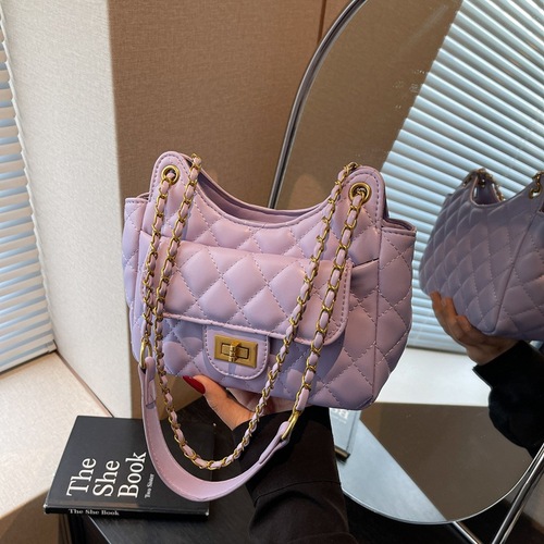 Korean Style Fashion Checkered Chain Shoulder Bag for Women 2025 Chanel Inspired Crossbody Bag Simple Single Shoulder Bag