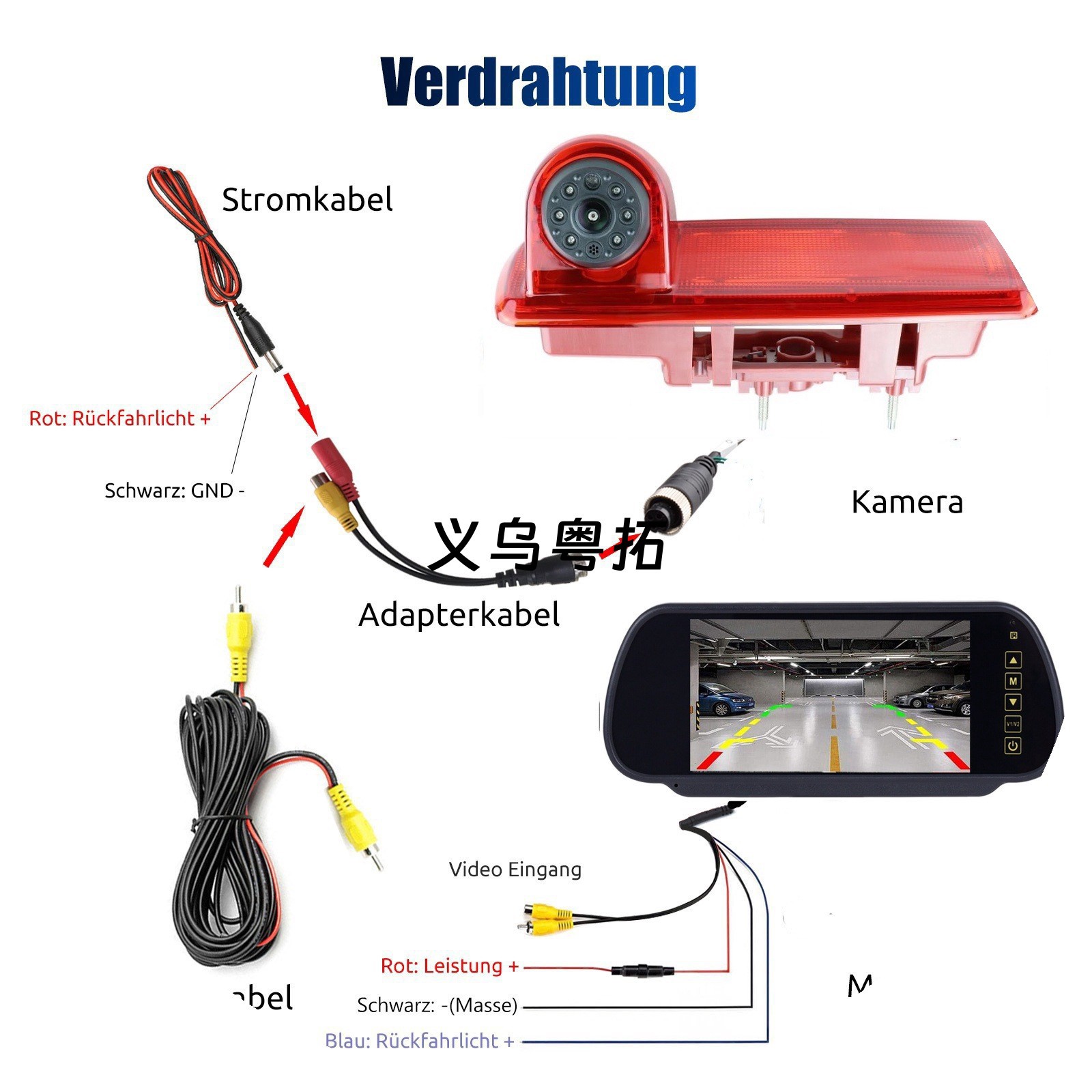 Suitable for Opel Vivaro Renault TraficGA Opel 4.3inch rearview mirror display reversing camera