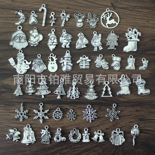 Mixed 50 alloy Christmas pendant diy jewelry accessories Santa Bell deer bracelet pendant