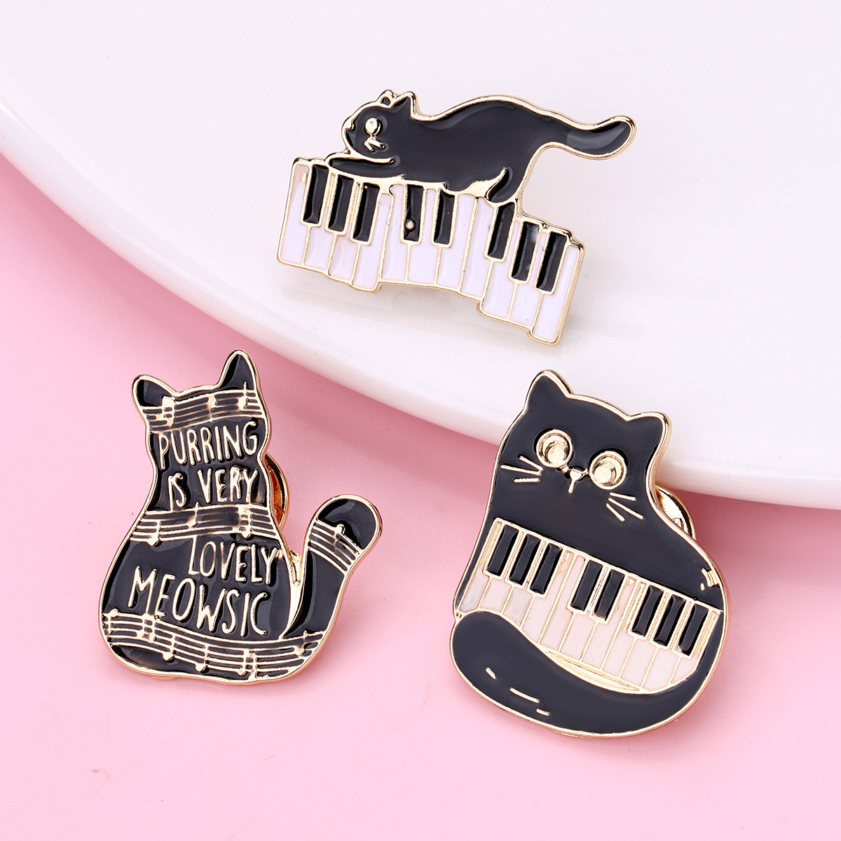 All Seasons Season Cute Pin Letter Cat Pano Keys Alloy Enamel Unisex Brooches