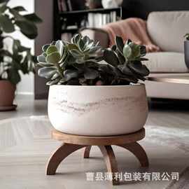 复古木质圆形花架家用阳台花盆置物架客厅桌面落地式盆栽实木花凳