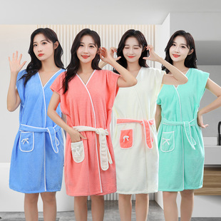 Sleeveless Bathrobe Fashionable Women's Home Wearing Adult Bath Skirt Thickened Lace-up Pineapple Short-sleeved Bathrobe