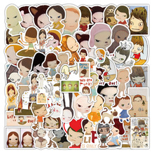 54张跨境卡通插画大头娃娃贴纸手绘小孩装饰手机滑板防水贴画批发