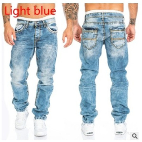 Q004 Cross-Border European and American 2024 New Trendyy Fashion Casual Topstitch Pants Straight Hip-Hop Jeans for Men Q004 Cross-Border European and American 2024 New Trendyy Fashion Casual Topstitch Pants Straight Hip-Hop Jeans for Men