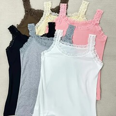 クロスボーダー大きいサイズ多用途レース糸綿レディースショートアウタースリムフィットボトムシャツ女神キャミソール女性用