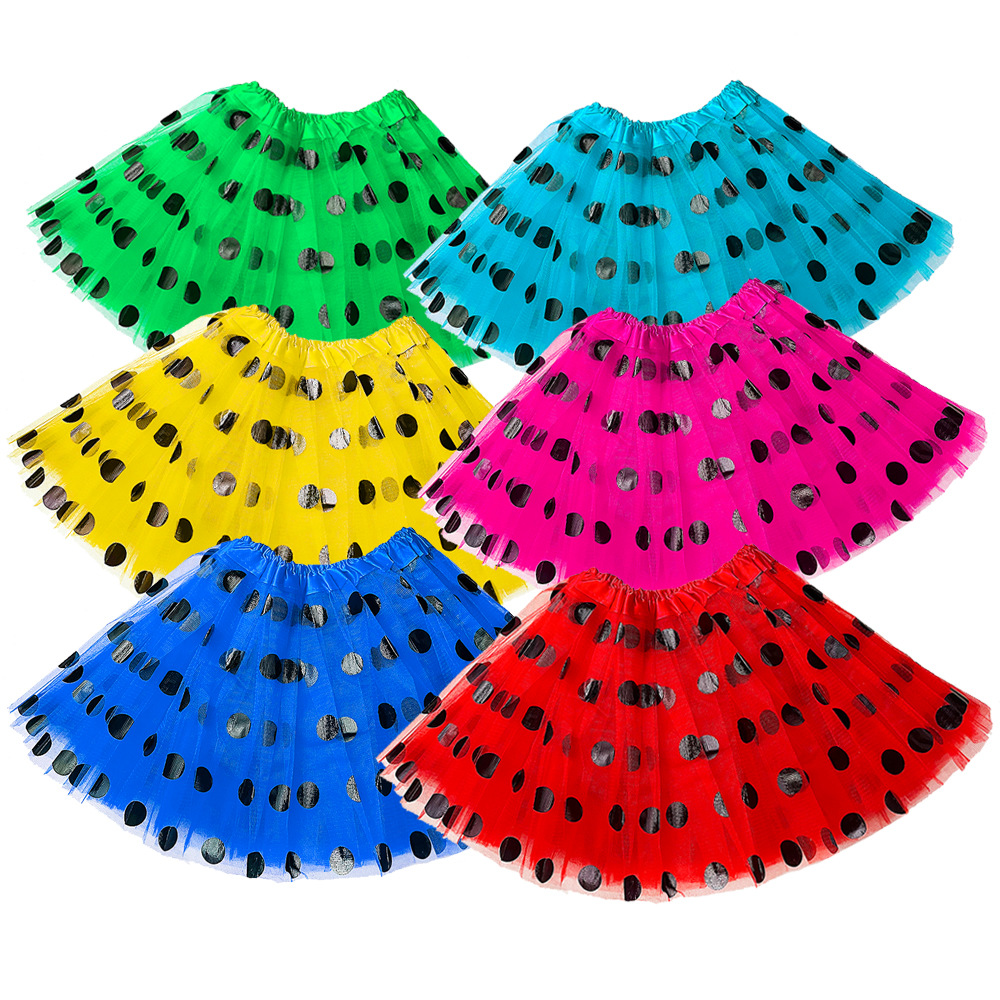 Foreign trade cross-border adult performance clothing gilded sequins polka dot tutu skirt three-layer six tutu skirt factory outlet