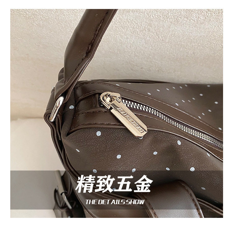 Túi tote nữ họa tiết chấm bi cỡ lớn, túi đeo vai và đeo chéo dung lượng lớn — màu cà phê, màu hồng, màu nâu, đen chi tiết 4