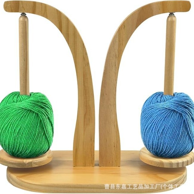 Cross-Border Wooden Yarn Rack with Rotatable Mobile Phone Holder Knitting Thread Ball Spool Rack Knitting Tool Storage Box
