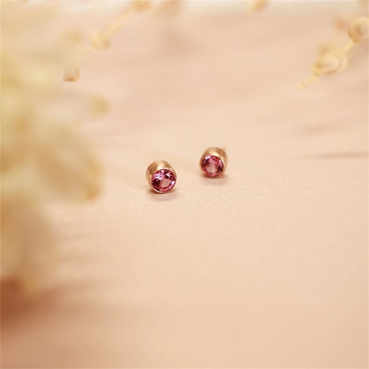 Rhinestones Inlay Material Ear Studs Classification Simple Style Round Inlay Stainless Steel Rhinestones 14K Gold Plated Ear Studs