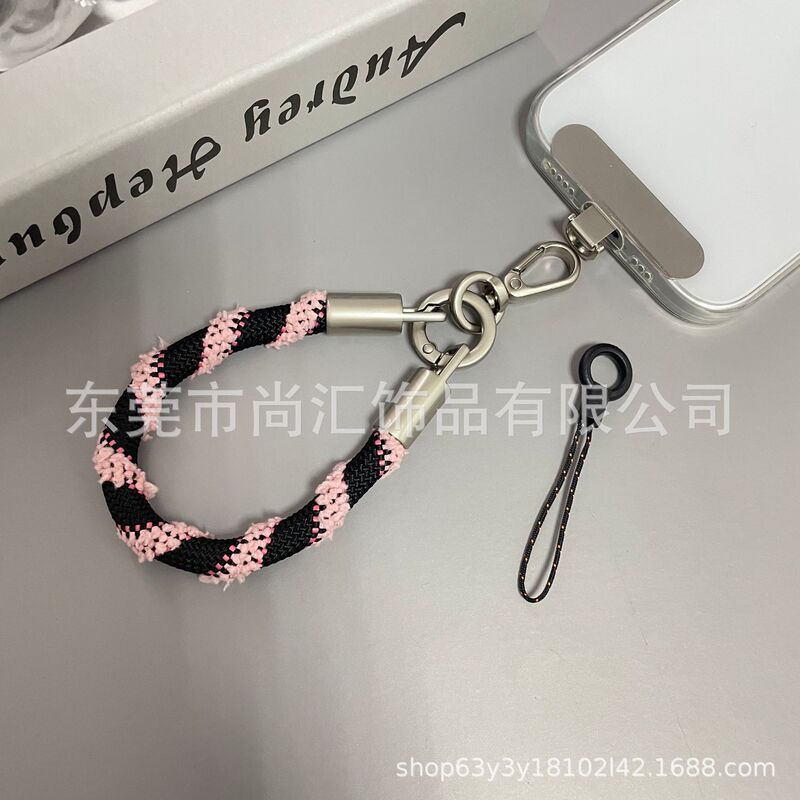 秋日限定毛茸茸迷你手机挂绳制户外手腕绳短绳防丢背贴夹片手机链|undefined
