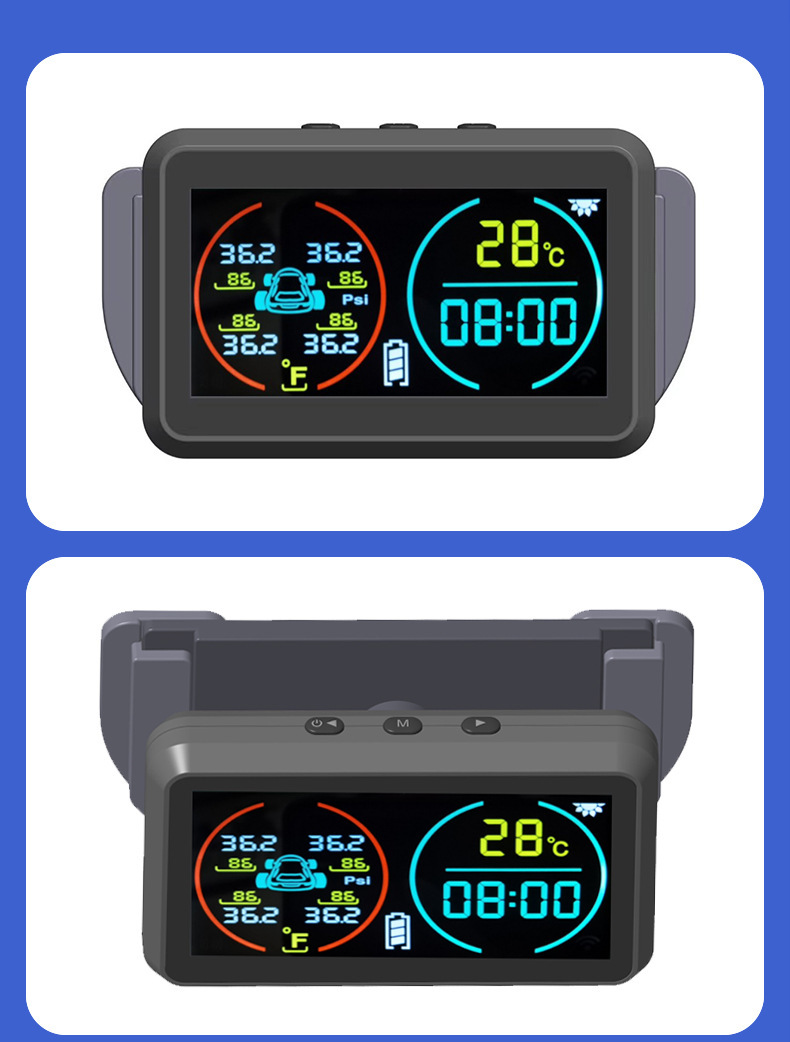Cross-Border T14 Time and Temperature Display Large Screen Tire Pressure Monitor Built-In External Car Universal Wireless Solar