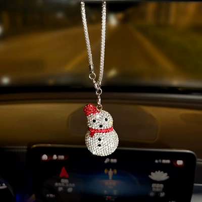 Clay Rhinestone Christmas Series – Car hanging - pendant-diamond-snowman