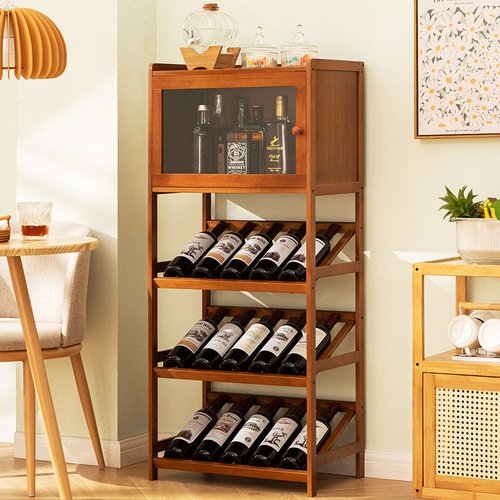 Red wine rack storage rack household small wine cabinet wine grid bar display rack for wine decoration simple solid wood against the wall
