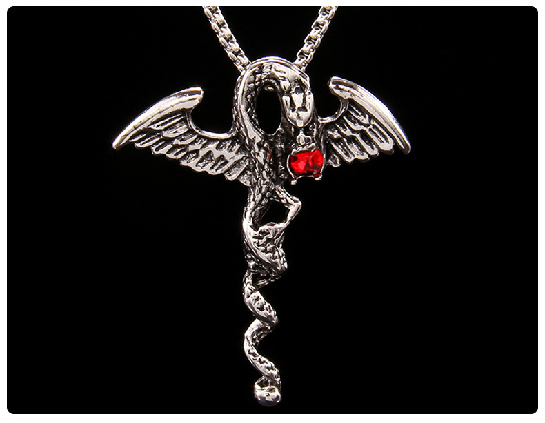 Hip-Hop Dragon 201 Stainless Steel Zinc Alloy Plating Rhinestones Unisex Pendant Necklace display picture 5