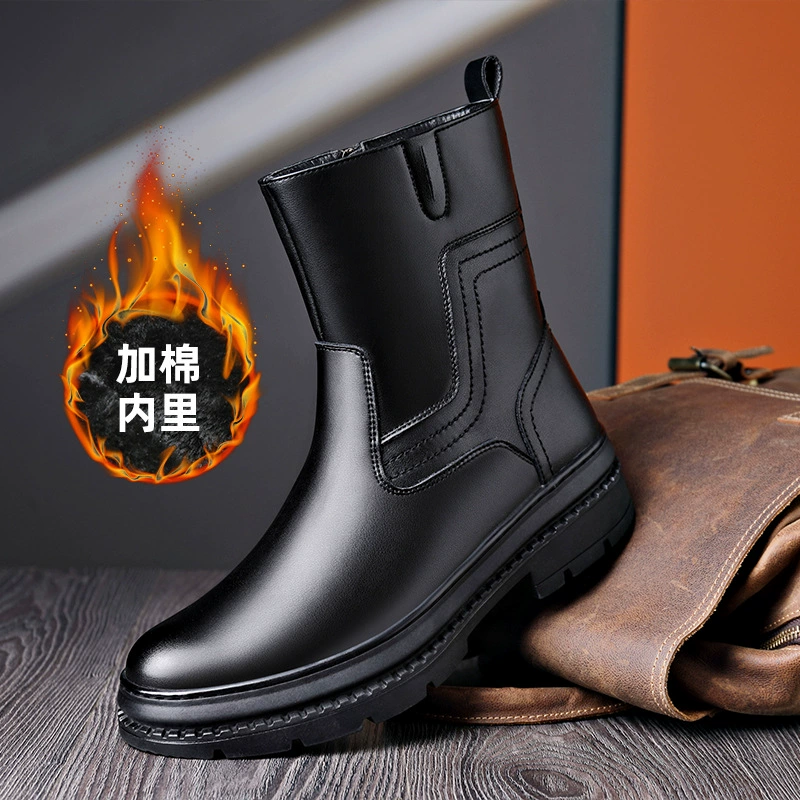 Ботинки Martin, мужские высокие зимние ботинки на флисовой подкладке, новые кожаные ботинки, ботинки для спецодежды в британском стиле, мужские ботинки челси