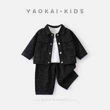 2025秋季新款婴幼儿豹纹套装宝宝韩版衬衫阔腿裤打底衫洋气三件套