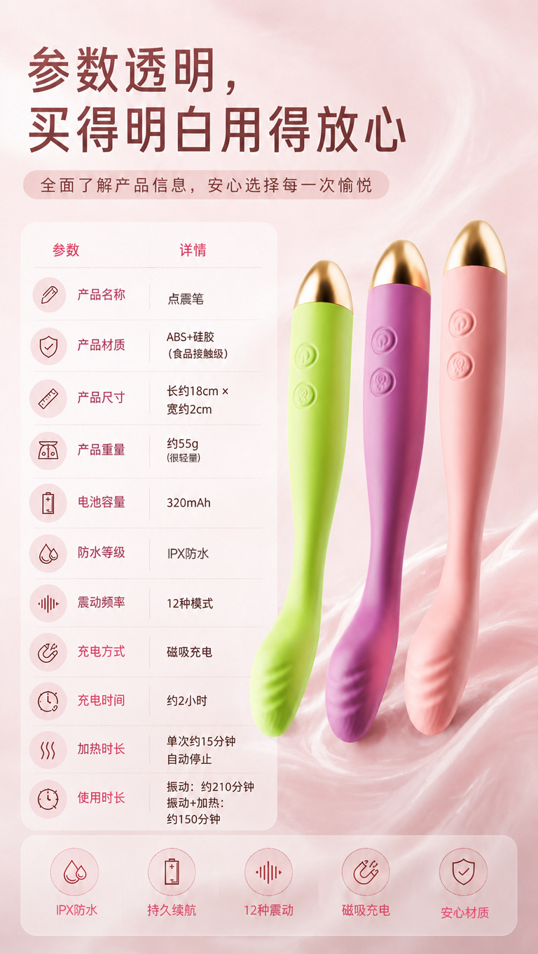 Jiuai Point Vibration Pen Rechargeable External Vibrator in Purple ABS — detail image 10