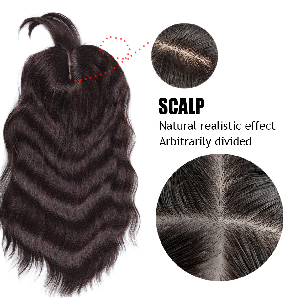 Peluca de flequillo de aire de estilo francés cubierta de verano femenina cabello blanco escaso reemplazo de cabello sin costuras Peluca de cabello artificial invisible