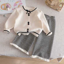 女童套装2025新款儿童洋气时髦针织开衫毛衣外套宝宝秋季两件套潮