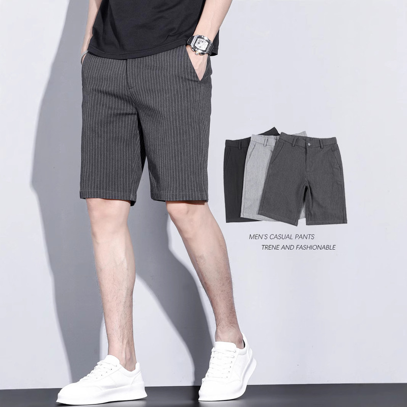 Men's Summer Thin Striped Stretch Dress Pants 2025 New British Straight Shorts Men's Summer Thin Striped Stretch Dress Pants 2025 New British Straight Shorts