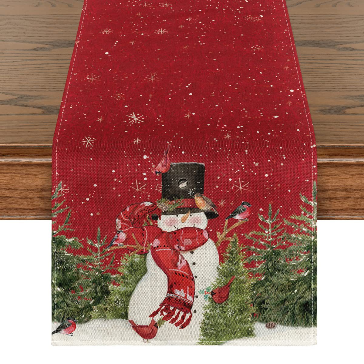 Nuevo Santa Claus impreso mantel restaurante decoración corredor de mesa de Navidad muñeco de nieve mantel de tela de lino