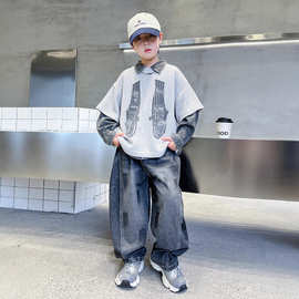 跨境货源男童秋装套装2025新款潮儿童卫衣两件套春秋款男孩衣服潮