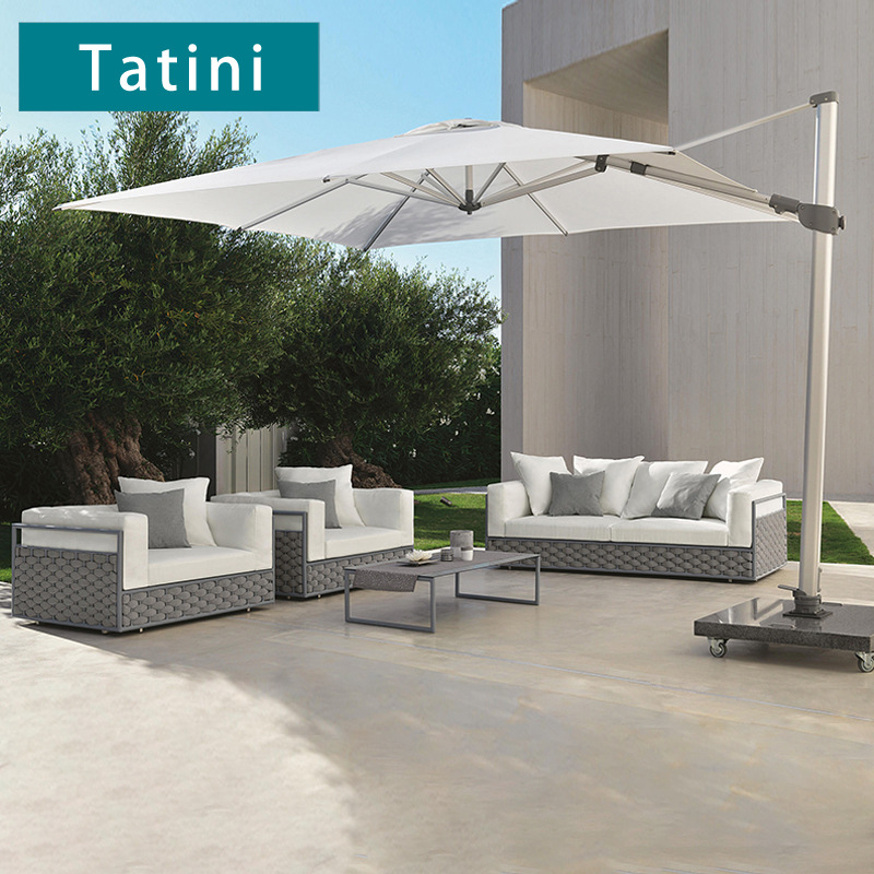 Conjunto de sofás de ratán para exteriores, para terraza de jardín, patio de hotel o villa, sala de estar, combinación de sofás de aleación de aluminio.