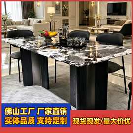 别墅家用岩板餐桌轻奢极简现代小户型酒店长方形4-8多人用餐餐桌