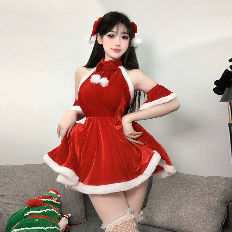 Костюм для выступлений на сцене: сексуальный белый плюшевый костюм зайчика из бархатной ткани для Рождества 2025 года