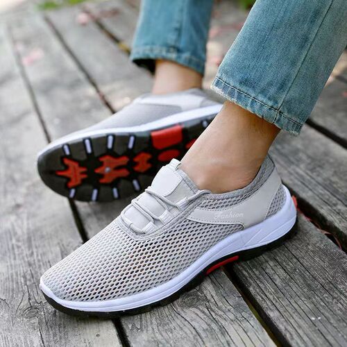 Summer New Couple Mesh Fabric Shoes Breathable Hollow Single Mesh Casual Sports Shoes Outdoor Shoes Men's Single Shoes