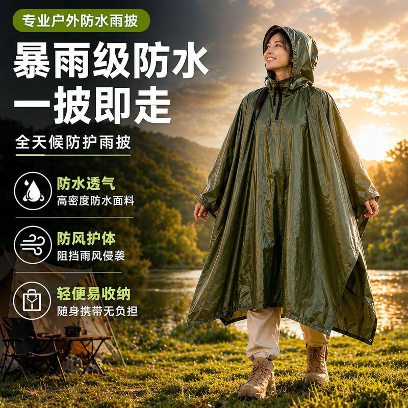 Lightweight Windproof Raincoat, Unisex, Foldable and Portable, Essential for Outdoor Cycling, Mountaineering and Travel, Multifunctional Poncho