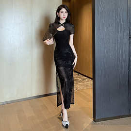 新式改良旗袍年轻款少女复古性感修身显瘦收腰开叉包臀连衣裙高级