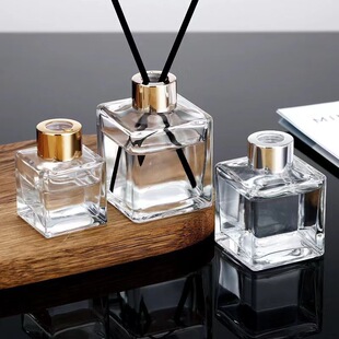 Aromatherapy Square Transparent Glass Bottle Ins Volatile Stick Fireless Rattan Diffuser Bottle High-Value Bottle Naked Bottle in Stock